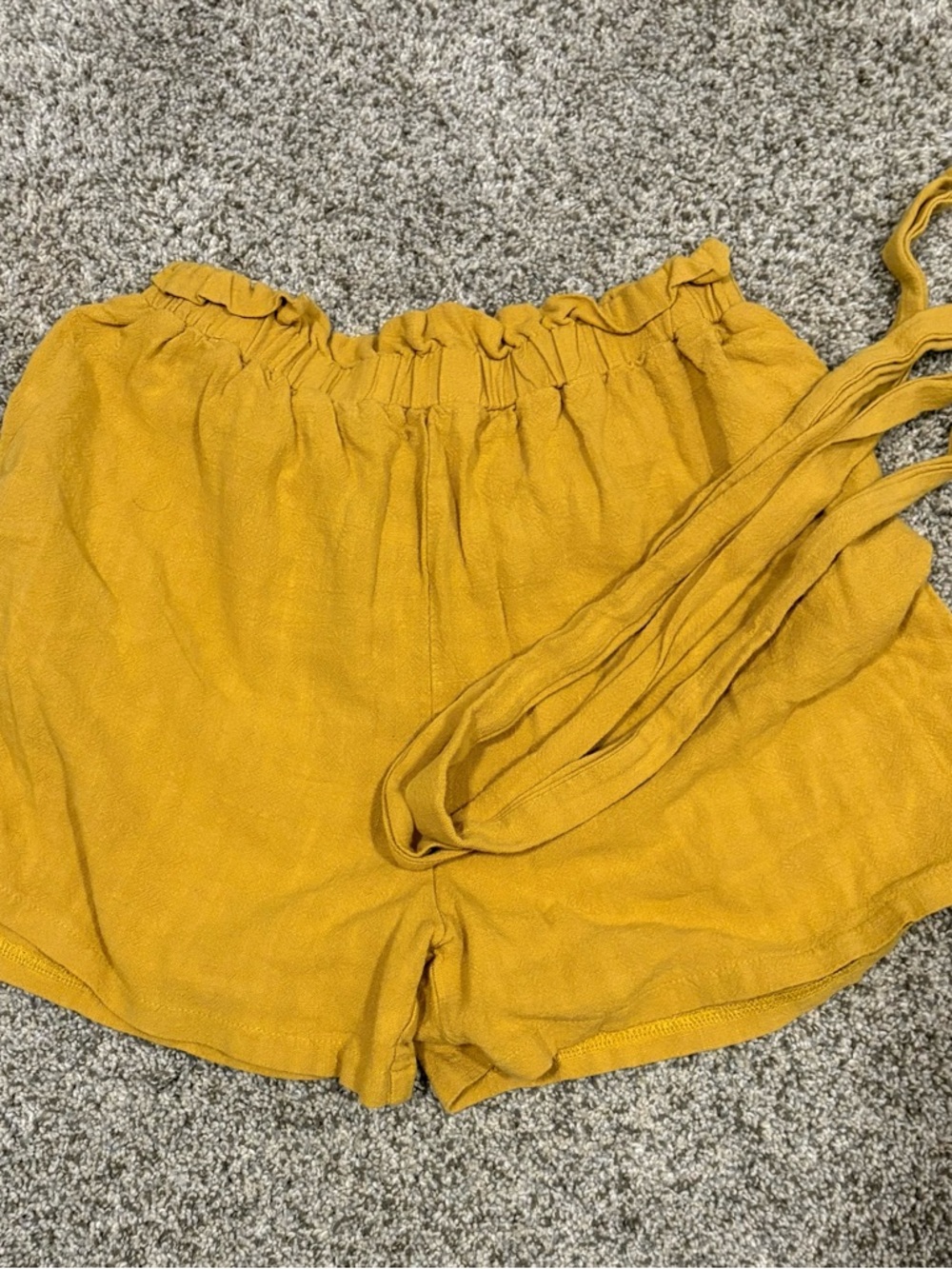 High-Waist Mustard Yellow Women's Elastic Shorts